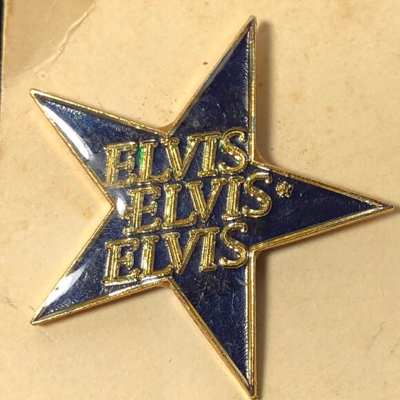 Set of 2 Vintage Elvis Presley Lapel Hat Tie Pin Enamel - Picture 2 of 5